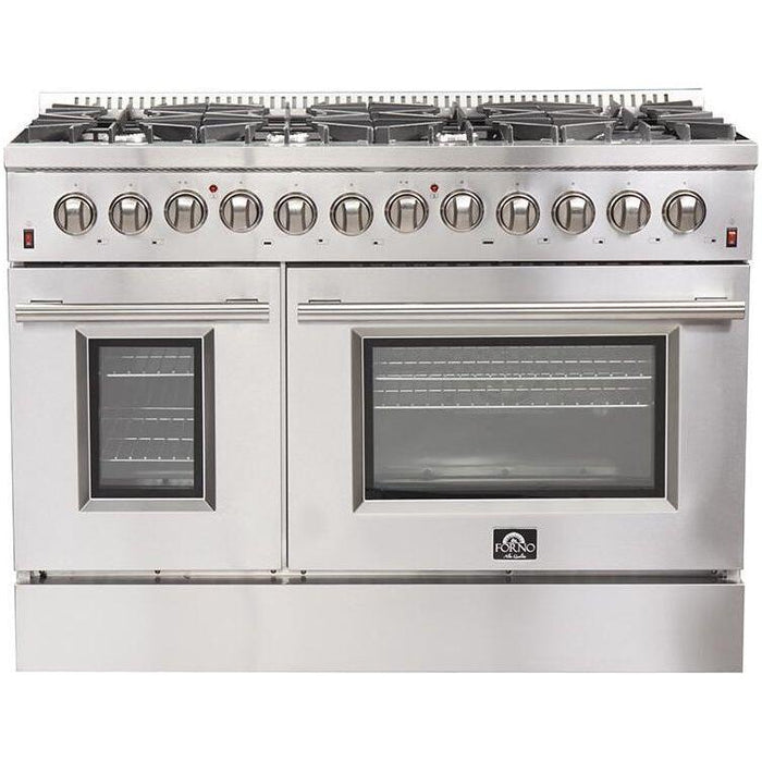 Forno 48 in. Dual Fuel Range + Wall Mount Range Hood + Microwave Drawer + Dishwasher Appliance Package