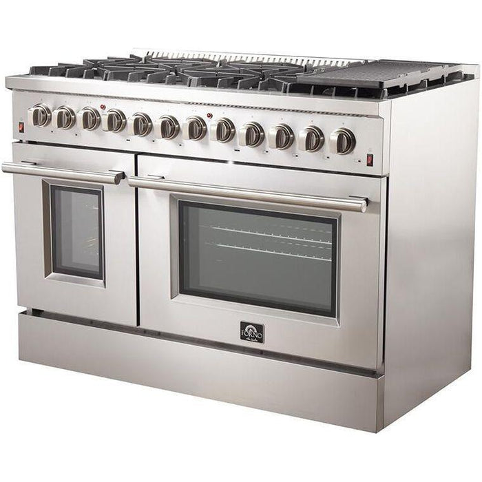 Forno 48 in. Dual Fuel Range + Wall Mount Range Hood + Microwave Drawer + Dishwasher Appliance Package