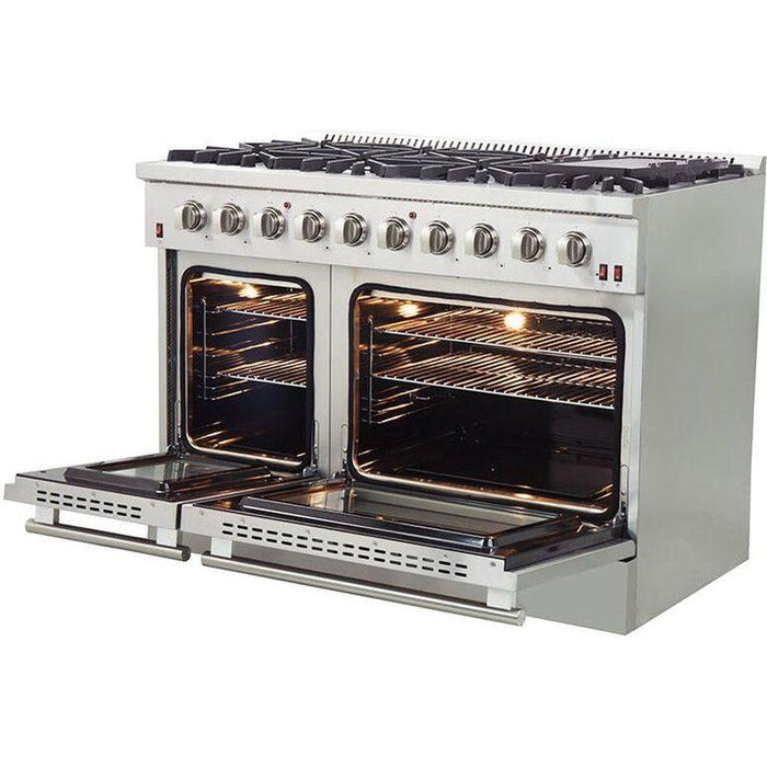 Forno 48 in. Gas Range + Wall Mount Range Hood + Microwave Drawer + Dishwasher Appliance Package