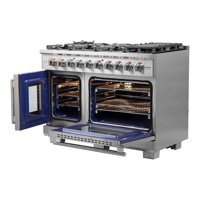 Forno 48-Inch Capriasca Gas Range with 8 Burners, 160,000 BTUs, & French Door Gas Oven in Stainless Steel (FFSGS6460-48)