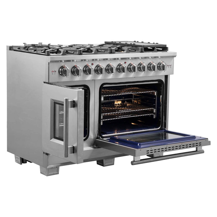 Forno Ranges Forno 48-Inch Capriasca Gas Range with 8 Burners, 160,000 BTUs, & French Door Gas Oven in Stainless Steel (FFSGS6460-48)