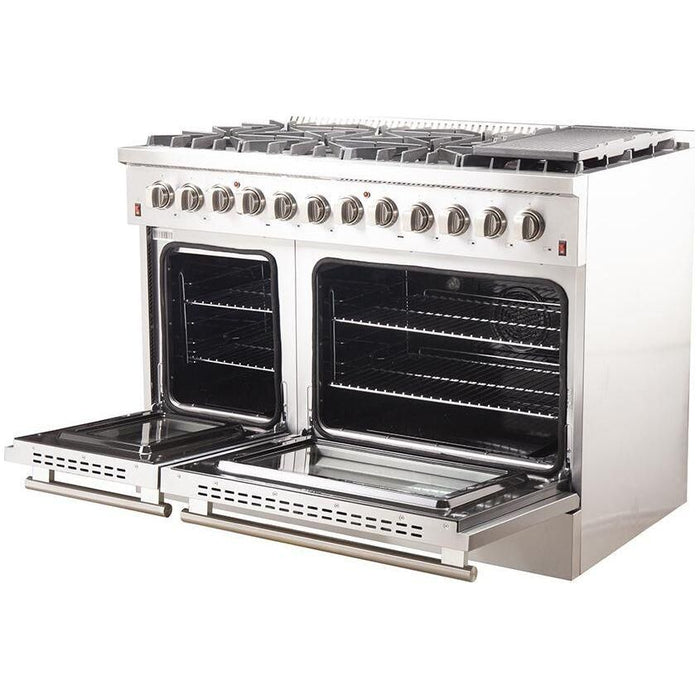 Forno Kitchen Appliance Packages Forno 48 Inch Dual Fuel Range and Wall Mount Range Hood Appliance Package