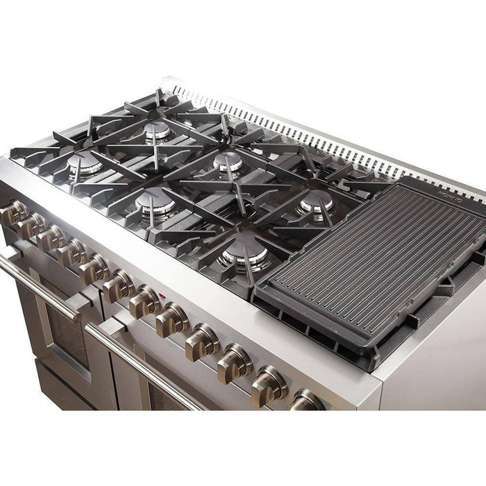 Forno Ranges Forno 48-Inch Galiano Dual Fuel Range with 240v Electric Oven - 8 Burners, Griddle, and Double Oven FFSGS6156-48