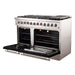 Forno Ranges Forno 48-Inch Galiano Dual Fuel Range with 8 Gas Burners and 240v Electric Oven in Stainless Steel with Black Door (FFSGS6156-48BLK)