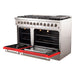 Forno Ranges Forno 48-Inch Galiano Dual Fuel Range with 8 Gas Burners and 240v Electric Oven in Stainless Steel with Door (FFSGS6156-48RED)