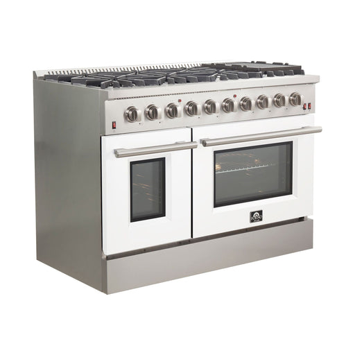 Forno Ranges Forno 48-Inch Galiano Gas Range with 8 Gas Burners and Convection Oven in Stainless Steel with White Door (FFSGS6244-48WHT)