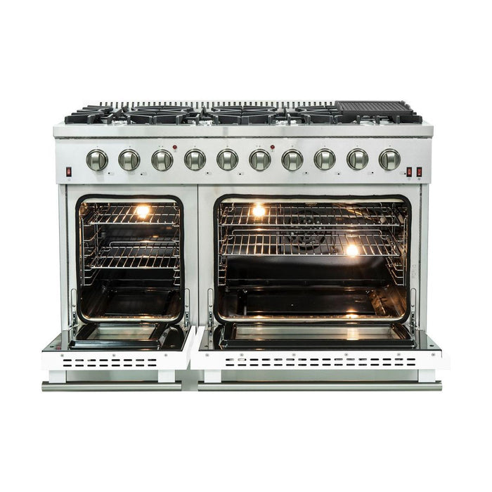 Forno Ranges Forno 48-Inch Galiano Gas Range with 8 Gas Burners and Convection Oven in Stainless Steel with White Door (FFSGS6244-48WHT)