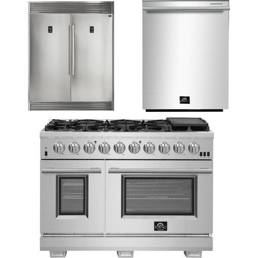 Forno Kitchen Appliance Packages Forno 48 Inch Gas Burner/Electric Oven Pro Range, Dishwasher and Refrigerator Appliance Package