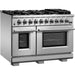 Forno 48 Inch Gas Burner/Electric Oven Pro Range, Range Hood, Refrigerator, Microwave Drawer, Dishwasher and Wine Cooler Appliance Package