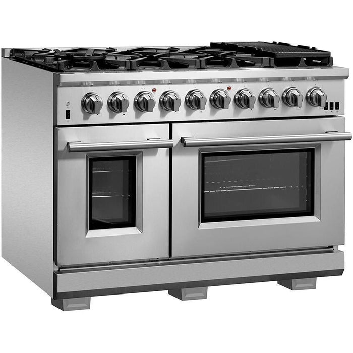 Forno Kitchen Appliance Packages Forno 48 Inch Gas Burner/Electric Oven Pro Range, Refrigerator, Microwave Drawer and Dishwasher Appliance Package