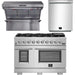 Forno 48 Inch Gas Burner/Electric Oven Pro Range, Wall Mount Range Hood and Dishwasher Appliance Package