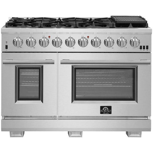 Forno Kitchen Appliance Packages Forno 48 Inch Gas Burner/Electric Oven Pro Range, Wall Mount Range Hood and Microwave Drawer Appliance Package