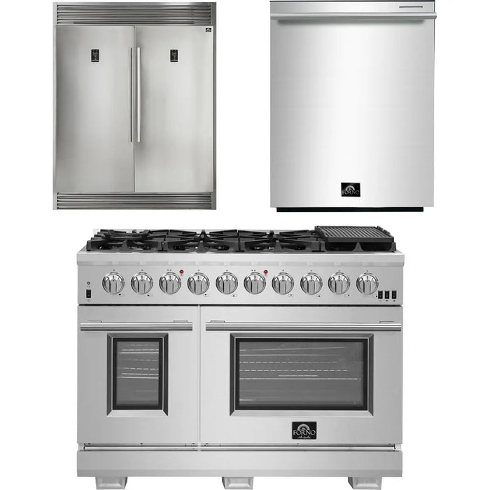 Forno 48 Inch Pro Gas Range, Dishwasher and 60 Inch Refrigerator Appliance Package