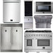 Forno 48 Inch Pro Gas Range, Range Hood, Refrigerator, Microwave Drawer, Dishwasher and Wine Cooler Appliance Package