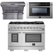 Forno Kitchen Appliance Packages Forno 48 Inch Pro Gas Range, Wall Mount Range Hood and Microwave Drawer Appliance Package