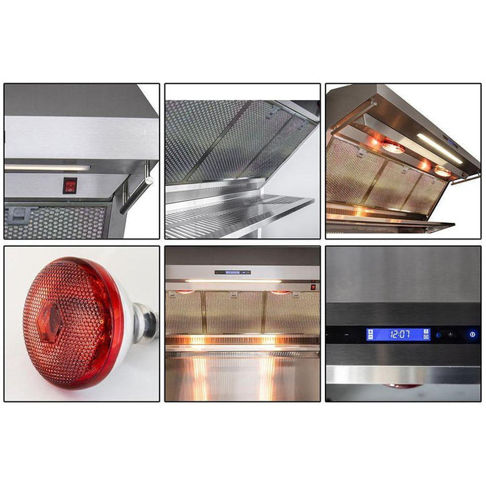 Forno 48-Inch Wall Mount Range Hood with Red Light Warmer, Shelf/Backsplash, and 1200 CFM Motor (FRHWM5029-48HB)