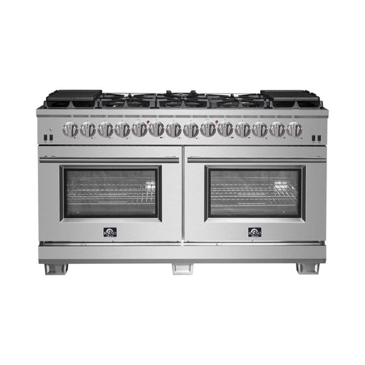 Forno Ranges Forno 60-Inch Capriasca Dual Fuel Range with 240v Electric Oven - 10 Sealed Burners and 200,000 BTUs (FFSGS6187-60)
