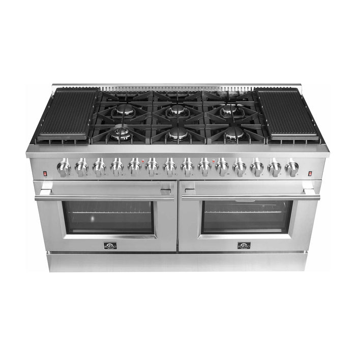 Forno Galiano 60-Inch Dual Fuel Range with 240v Electric Oven - 10 Burners in Stainless Steel (FFSGS6156-60)