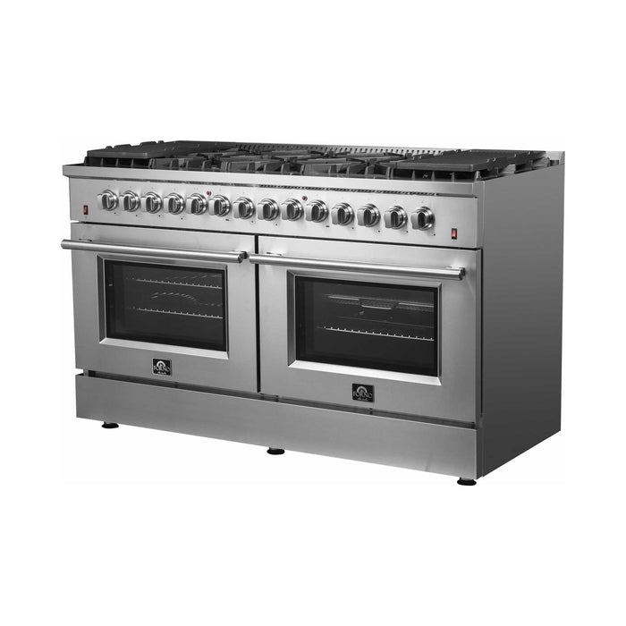 Forno Galiano 60-Inch Dual Fuel Range with 240v Electric Oven - 10 Burners in Stainless Steel (FFSGS6156-60)