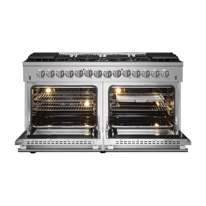 Forno Galiano 60-Inch Dual Fuel Range with 240v Electric Oven - 10 Burners in Stainless Steel (FFSGS6156-60)