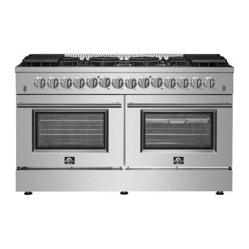 Forno Ranges Forno Galiano 60-Inch Dual Fuel Range with 240v Electric Oven - 10 Burners in Stainless Steel (FFSGS6156-60)