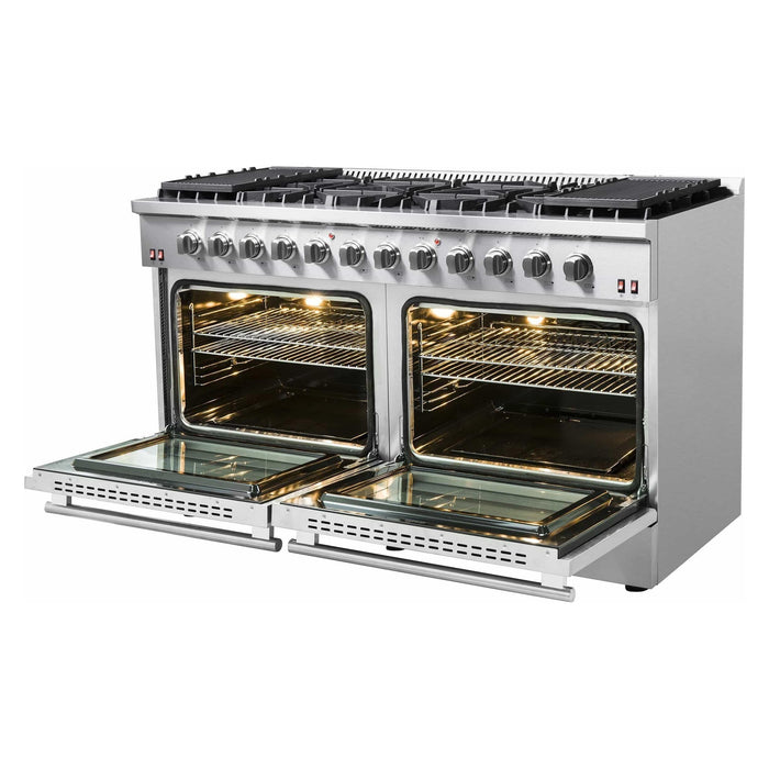 Forno Galiano 60-Inch Gas Range with 10 Burners in Stainless Steel (FFSGS6244-60)