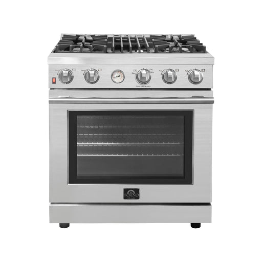 Forno Ranges Forno Livorno Alta Qualita 30-Inch Gas Range with 4 Burners & Temperature Gauge in Stainless Steel FFSGS6228-30S