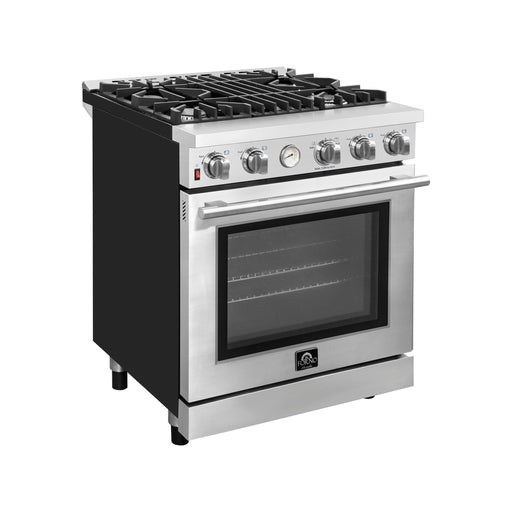 Forno Ranges Forno Livorno Alta Qualita 30-Inch Gas Range with 4 Burners & Temperature Gauge in Stainless Steel FFSGS6228-30S