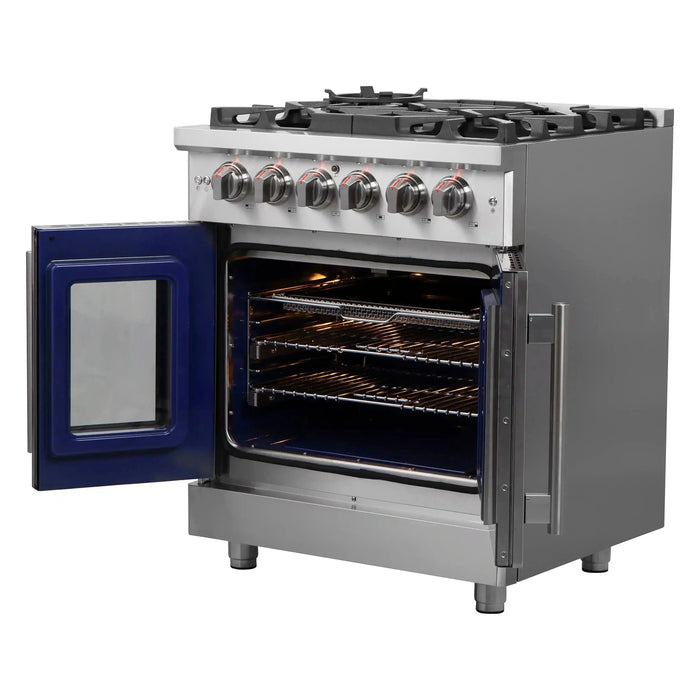 Forno Massimo 30-Inch Freestanding French Door Gas Range in Stainless Steel (FFSGS6439-30)