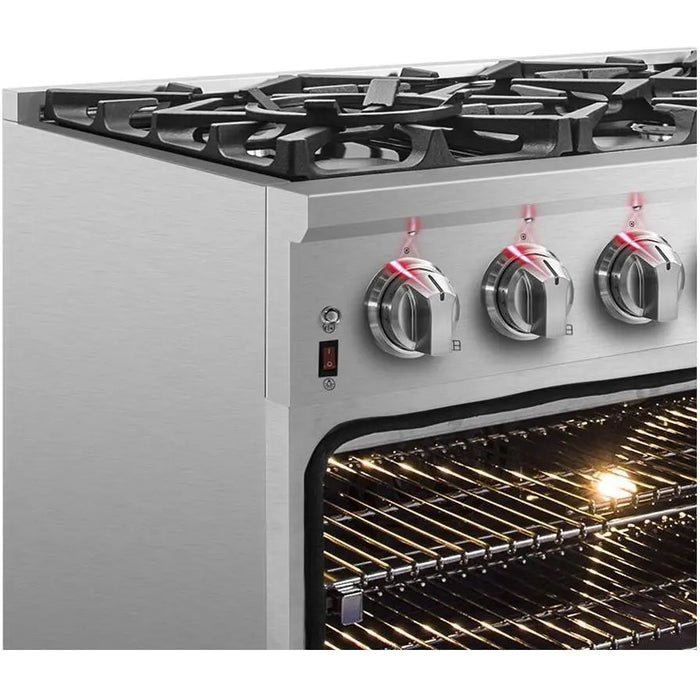 Forno Massimo 36-Inch Freestanding Dual Fuel Range in Stainless Steel FFSGS6125-36