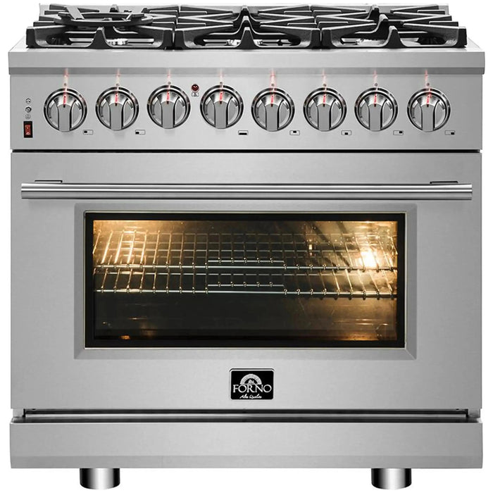 Forno Massimo 36-Inch Freestanding Dual Fuel Range in Stainless Steel FFSGS6125-36