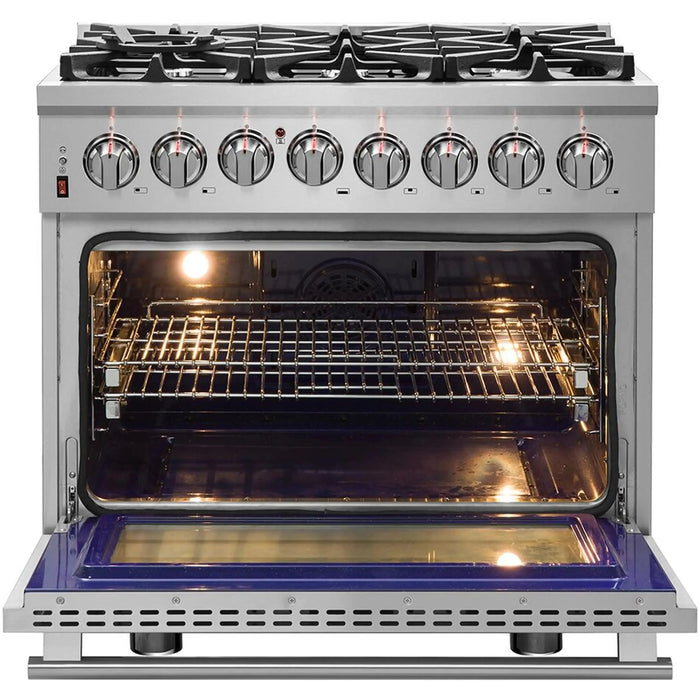 Forno Ranges Forno Massimo 36-Inch Freestanding Dual Fuel Range in Stainless Steel FFSGS6125-36