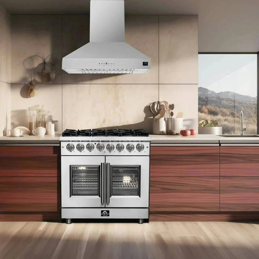 Forno Massimo 36-Inch Freestanding French Door Dual Fuel Range in Stainless Steel (FFSGS6325-36)