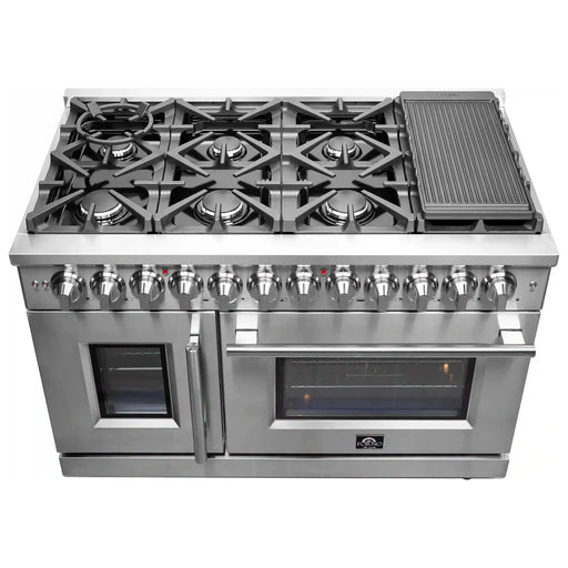 Forno Massimo 48-Inch Freestanding French Door Dual Fuel Range in Stainless Steel FFSGS6325-48