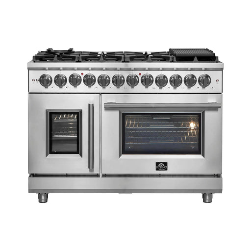 Forno Massimo 48-Inch Freestanding French Door Dual Fuel Range in Stainless Steel FFSGS6325-48