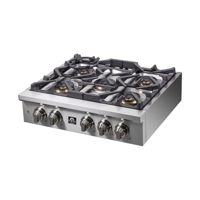 Forno Rangetops Forno Spezia 30-Inch Gas Rangetop, 5 Burners, Wok Ring and Grill/Griddle in Stainless Steel (FCTGS5751-30)