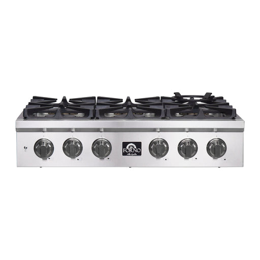 Forno Spezia 36-Inch Gas Rangetop, 6 Burners. Wok Ring and Grill/Griddle in Stainless Steel (FCTGS5751-36)