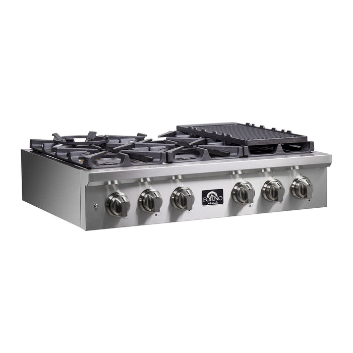 Forno Rangetops Forno Spezia 36-Inch Gas Rangetop, 6 Burners. Wok Ring and Grill/Griddle in Stainless Steel (FCTGS5751-36)