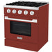 Hallman 30 In. Gas Range, Burgundy with Chrome Trim - Bold Series, HBRG30CMBG