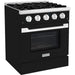 Hallman 30 In. Propane Gas Range, Glossy Black with Chrome Trim - Bold Series, HBRG30CMGB-LP