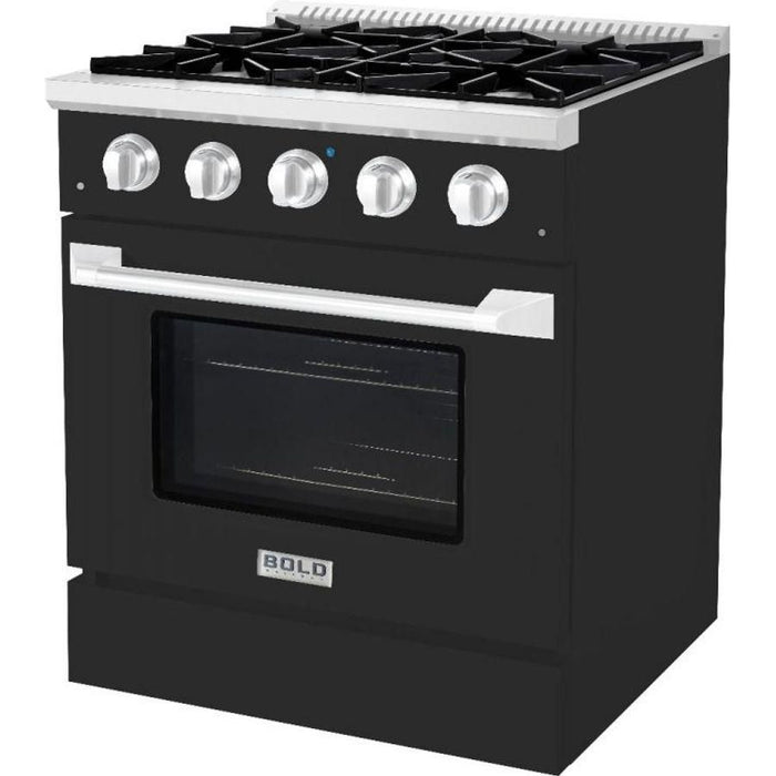 Hallman 30 In. Propane Gas Range, Matte Graphite with Chrome Trim - Bold Series, HBRG30CMMG-LP