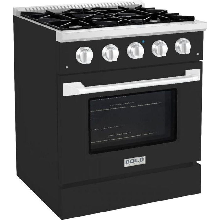 Hallman 30 In. Propane Gas Range, Matte Graphite with Chrome Trim - Bold Series, HBRG30CMMG-LP