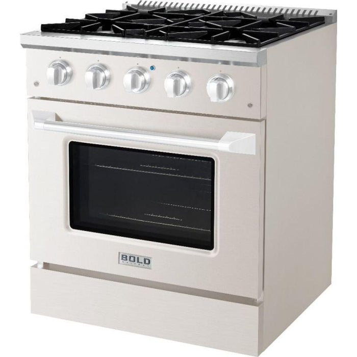 Hallman Range Hallman 30 In. Range with Gas Burners and Electric Oven, Stainless Steel with Chrome Trim - Bold Series, HBRDF30CMSS