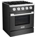 Hallman 30 In. Range with Propane Gas Burners and Electric Oven, Black Titanium with Chrome Trim - Bold Series, HBRDF30CMBT-LP