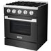 Hallman 30 In. Range with Propane Gas Burners and Electric Oven, Black Titanium with Chrome Trim - Bold Series, HBRDF30CMBT-LP