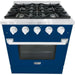 Hallman 30 In. Range with Propane Gas Burners and Electric Oven, Blue with Chrome Trim - Bold Series, HBRDF30CMBU-LP