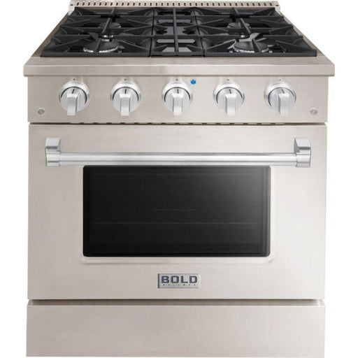 Hallman 30 In. Range with Propane Gas Burners and Electric Oven, Stainless Steel with Chrome Trim - Bold Series, HBRDF30CMSS-LP