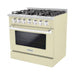 Hallman 36 In. Gas Range, Antique White with Chrome Trim - Bold Series, HBRG36CMAW