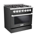 Hallman 36 In. Gas Range, Black Titanium with Chrome Trim - Bold Series, HBRG36CMBT