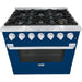 Hallman 36 In. Gas Range, Blue with Chrome Trim - Bold Series, HBRG36CMBU